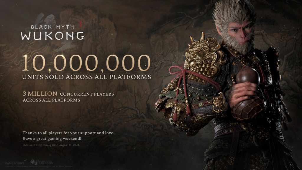 Black Myth: Wukong ultrapassa o marco de 10 milhões de unidades&nbsp;vendidas